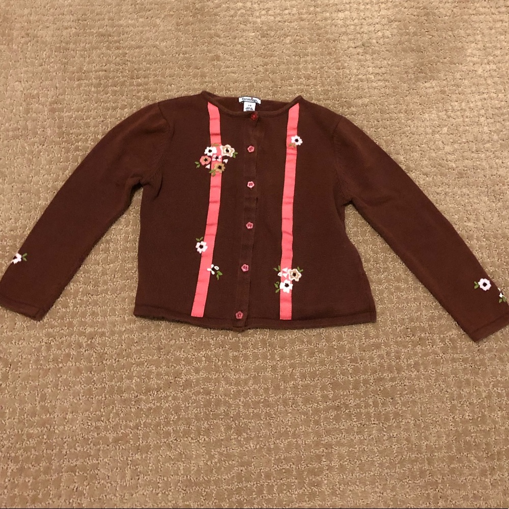 Hartstrings Brown with Flowers 🌸 Sweater-siE 7/8